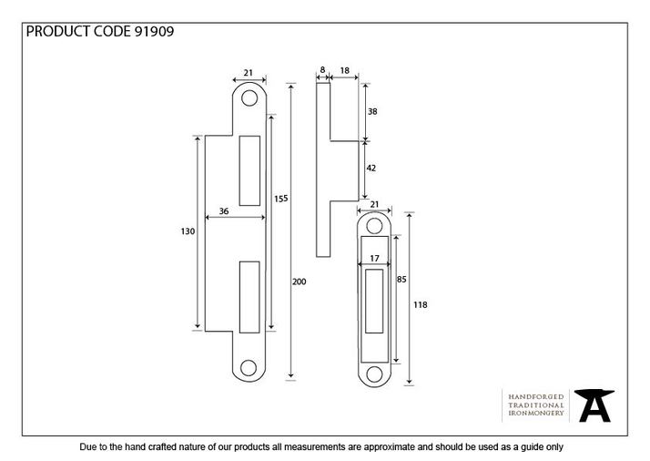 91909 - Bright Zinc Plated Espag Keep Set - 44mm Door - FTA Image 2