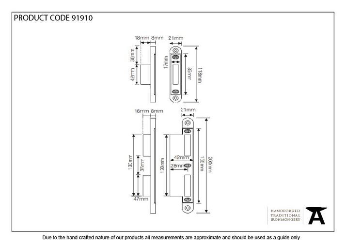 91910 - Bright Zinc Plated Espag Keep Set - 57mm Door - FTA Image 2