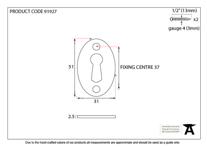91927 - Polished Bronze Oval Escutcheon - FTA Image 2