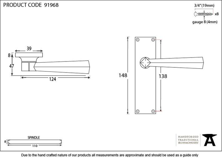 91968 - Polished Brass Straight Lever Latch Set - FTA Image 3