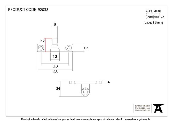 92038 - Aged Brass Cranked Stay Pin FTA Image 2
