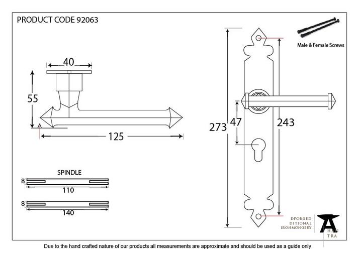 92063 - Pewter Tudor Lever Euro Lock Set - FTA Image 2