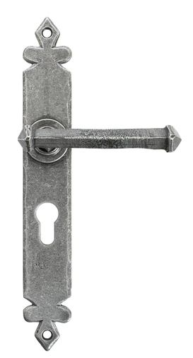 92063 - Pewter Tudor Lever Euro Lock Set - FTA Image 1