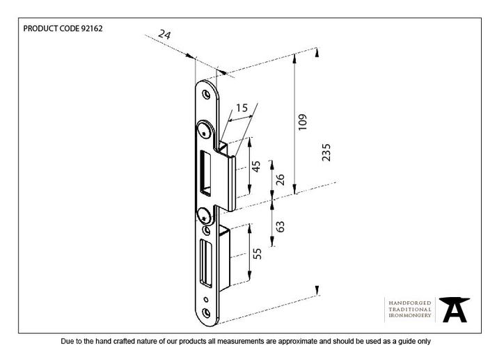 92162 - BZP Winkhaus Centre Latch Keep LH 44mm Door - FTA Image 2