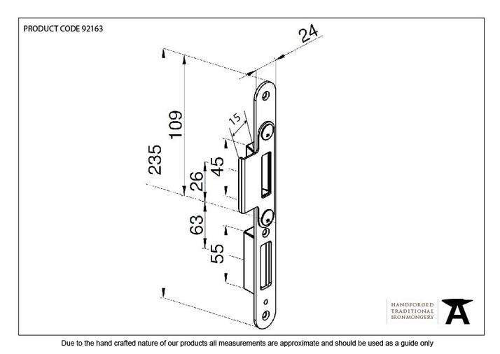 92163 - BZP Winkhaus Centre Latch Keep RH 44mm Door - FTA Image 2