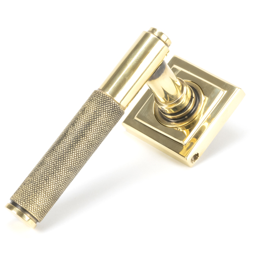 45662 - Aged Brass Brompton Lever on Rose Set (Square) FTA Image 1