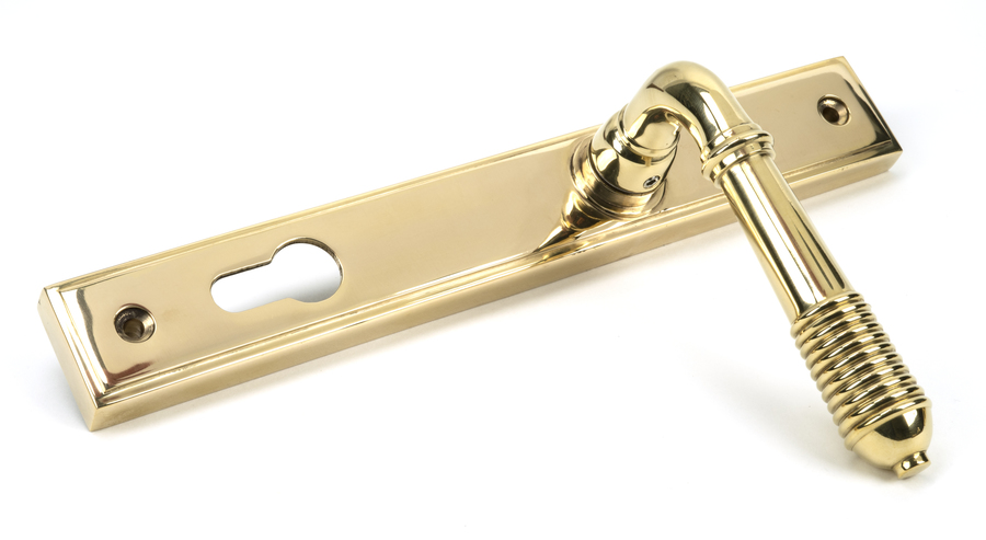 46545 - Polished Brass Reeded Slimline Lever Espag. Lock Set - FTA Image 2