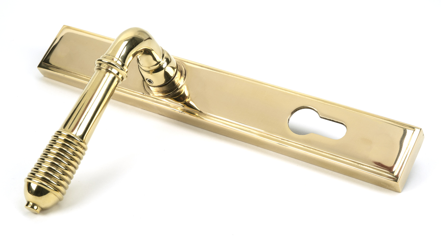 46545 - Polished Brass Reeded Slimline Lever Espag. Lock Set - FTA Image 3