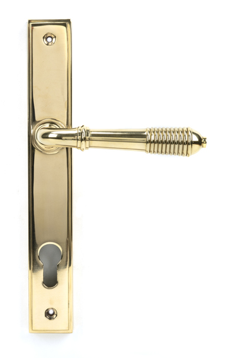 46545 - Polished Brass Reeded Slimline Lever Espag. Lock Set - FTA Image 1