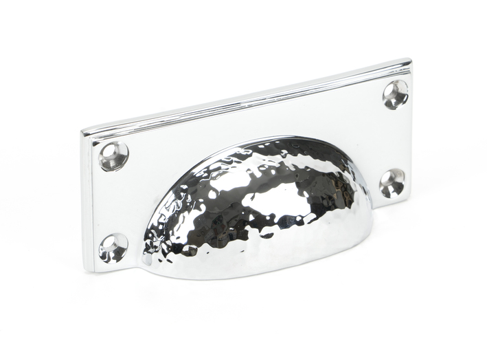 From The Anvil Polished Chrome Hammered Art Deco Drawer Pull 46038 Image 1