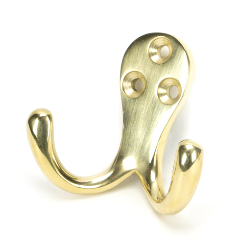 46301 - From The Anvil Polished Brass Celtic Double Robe Hook - FTA Image 1