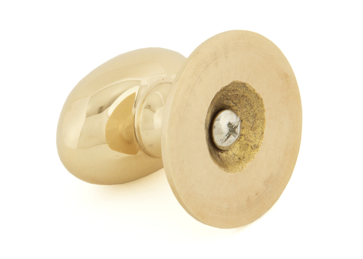 83879 - From The Anvil Polished Brass Oval Cabinet Knob 40mm - FTA Image 2