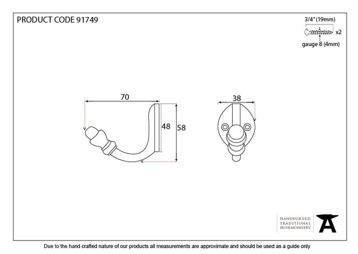 91749 - From The Anvil Polished Nickel Coat Hook - FTA Image 2