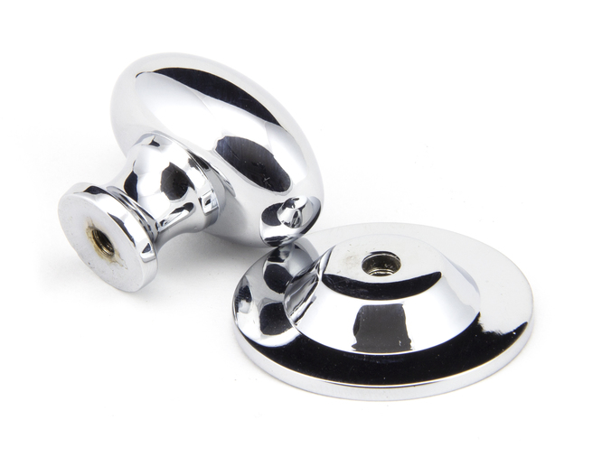 92034 - From The Anvil Polished Chrome Oval Cabinet Knob 33mm - FTA Image 2