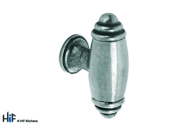 H642.80.PE Coles T Handle Raw Pewter Central Hole Centre Image 1