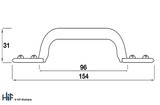 H153.96.PE Huncote Bow Handle Raw Pewter 96mm Hole Centre Image 2 Thumbnail