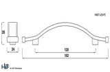 H887.128.PE Hampshire Bow Handle Polished Pewter 128mm Hole Centre Image 2 Thumbnail