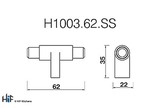 H1003.62.BN Leeming T-Bar Handle Polished Nickel Central Hole Centre Image 2 Thumbnail