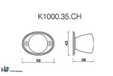 K1000.35.CH Yeadon Knob Polished Chrome 43mm Hole Centre Image 2 Thumbnail