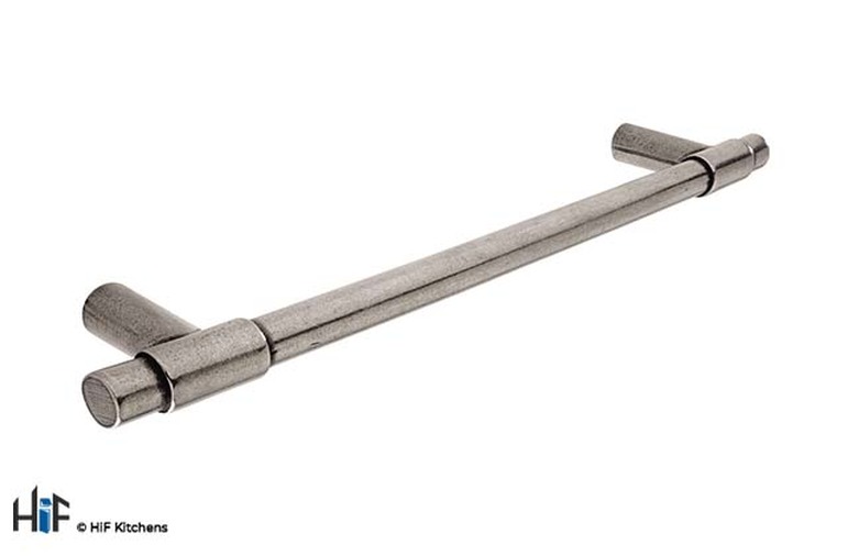 H1048.160.PE Leigh Bar Handle Polished Pewter 160mm Hole Centre Image 1