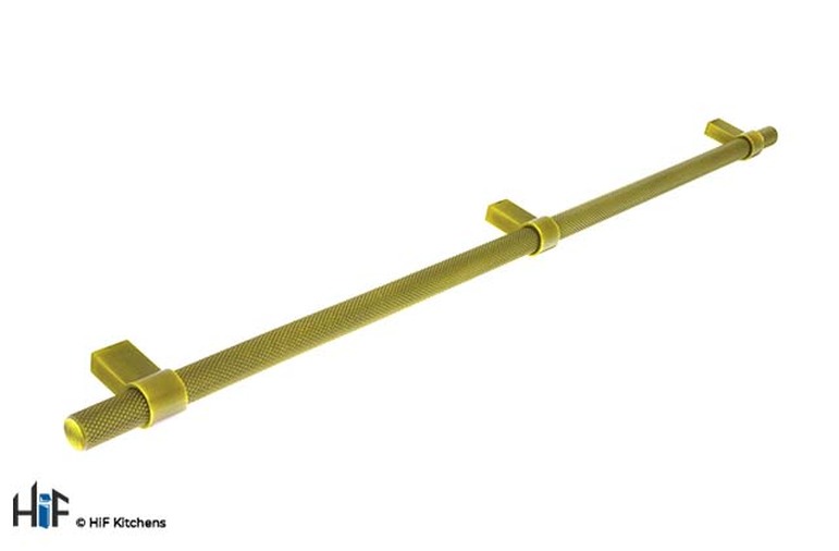 H1126.448.AGB Knurled Bar Handle Aged Brass 448mm Hole Centre Image 1