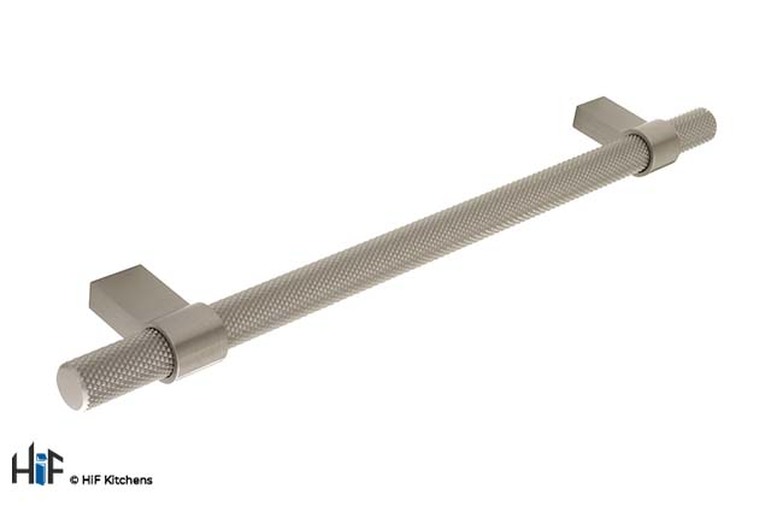 H1126.257.SS Knurled Bar Handle Polished Stainless Steel 192mm Hole Centre Image 1