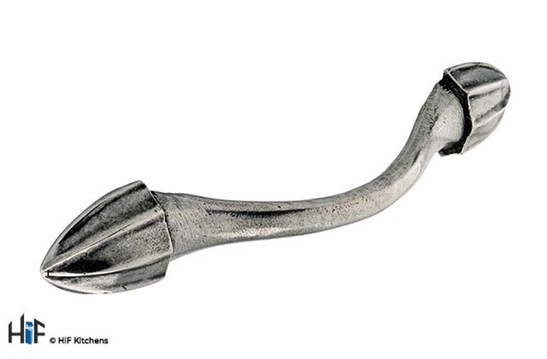 H304.128.PE Hidcote Bow Handle Raw Pewter 128mm Hole Centre  Image 1