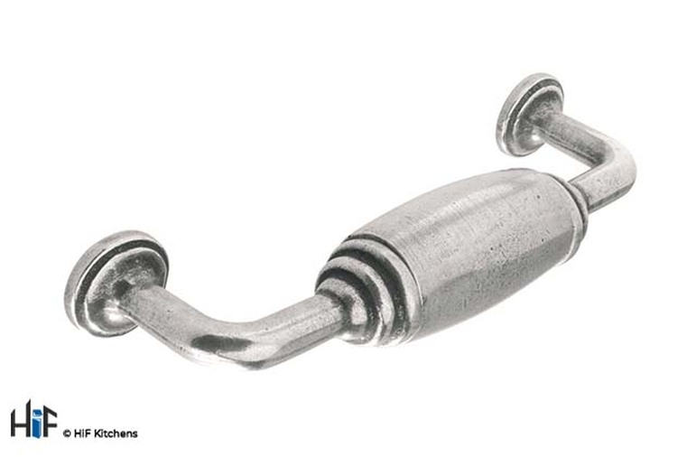 H637.128.PE Kitchen D Handle 128mm Wide Pewter Image 1
