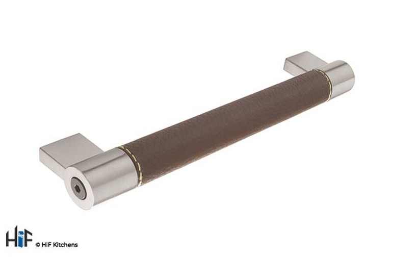 H680.160.SSLE Hammersmith Bar Handle Brushed Stainless Steel - Brown Image 1