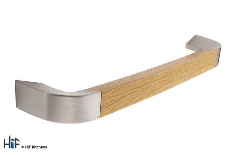 H962.192.SSOA  D Handle Oak And Stainless Steel 192mm Image 1