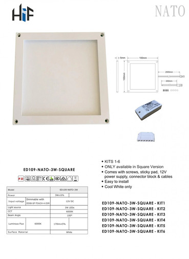 Nato Cabinet Light Kits 3W Mini LED Panel Image 4