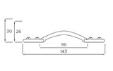 Mathon H151.96.PE Bow Handle Raw Pewter 96mm Hole Centre Image 3 Thumbnail