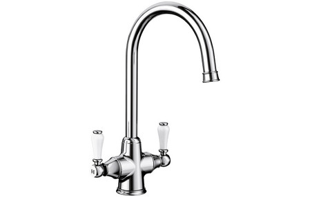 Added Blanco Vicus Twin Lever Chrome Kitchen Tap 524284 To Basket