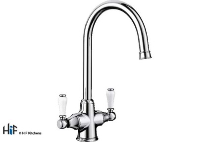 View Blanco Vicus Twin Lever Chrome Kitchen Tap 524284 offered by HiF Kitchens