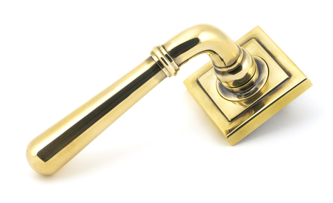 View 45758 - Aged Brass Newbury Lever on Rose Set (Square) FTA offered by HiF Kitchens