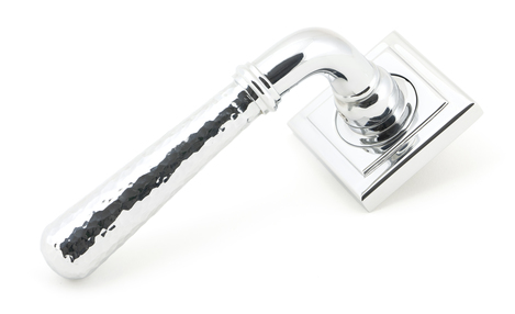 View Pol. Chrome Hammered Newbury Lever on Rose Set (Square) offered by HiF Kitchens