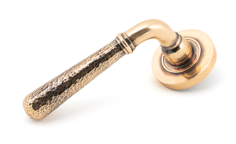 View Pol. Bronze Hammered Newbury Lever on Rose Set (Plain) offered by HiF Kitchens