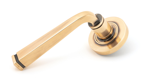 View 46093 - Polished Bronze Avon Round Lever on Rose Set (Plain) - FTA offered by HiF Kitchens