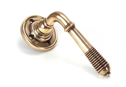 View Polished Bronze Reeded Lever on Rose Set - U offered by HiF Kitchens