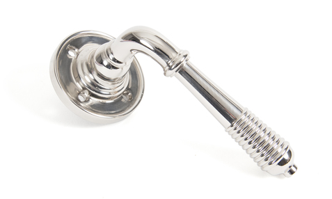 View Polished Nickel Reeded Lever on Rose Set offered by HiF Kitchens