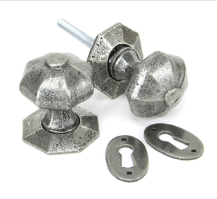View 33643 - Pewter Octagonal Mortice/Rim Knob Set - FTA offered by HiF Kitchens
