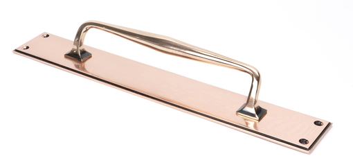 View 45378 - Polished Bronze 425mm Art Deco Pull Handle on Backplate - FTA offered by HiF Kitchens