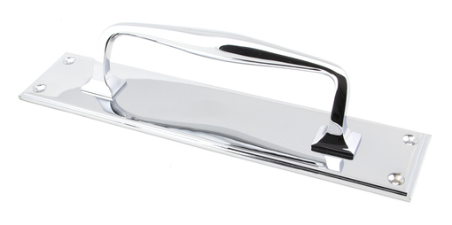 View 45380 - Polished Chrome 300mm Art Deco Pull Handle on Backplate - FTA offered by HiF Kitchens