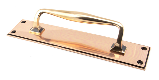 View 45383 - Polished Bronze 300mm Art Deco Pull Handle on Backplate - FTA offered by HiF Kitchens