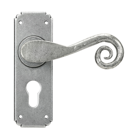 View 45592 - Pewter Monkeytail Lever Euro Lock Set - FTA offered by HiF Kitchens