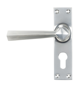 View 45763 - Satin Chrome Straight Lever Euro Lock Set - FTA offered by HiF Kitchens