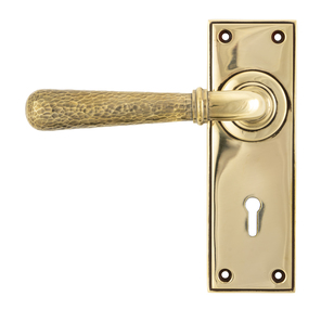 View 46209 - Aged Brass Hammered Newbury Lever Lock Set FTA offered by HiF Kitchens