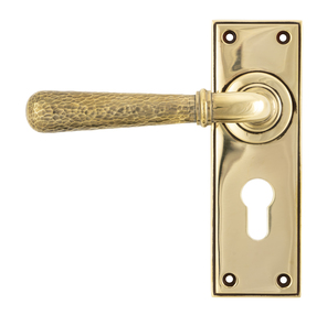 View 46212 - Aged Brass Hammered Newbury Lever Euro Set FTA offered by HiF Kitchens