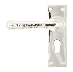 View 46220 - Polished Nickel Hammered Newbury Lever Euro Set - FTA offered by HiF Kitchens