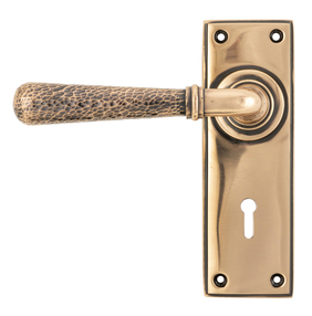 View 46225 - Polished Bronze Hammered Newbury Lever Lock Set - FTA offered by HiF Kitchens
